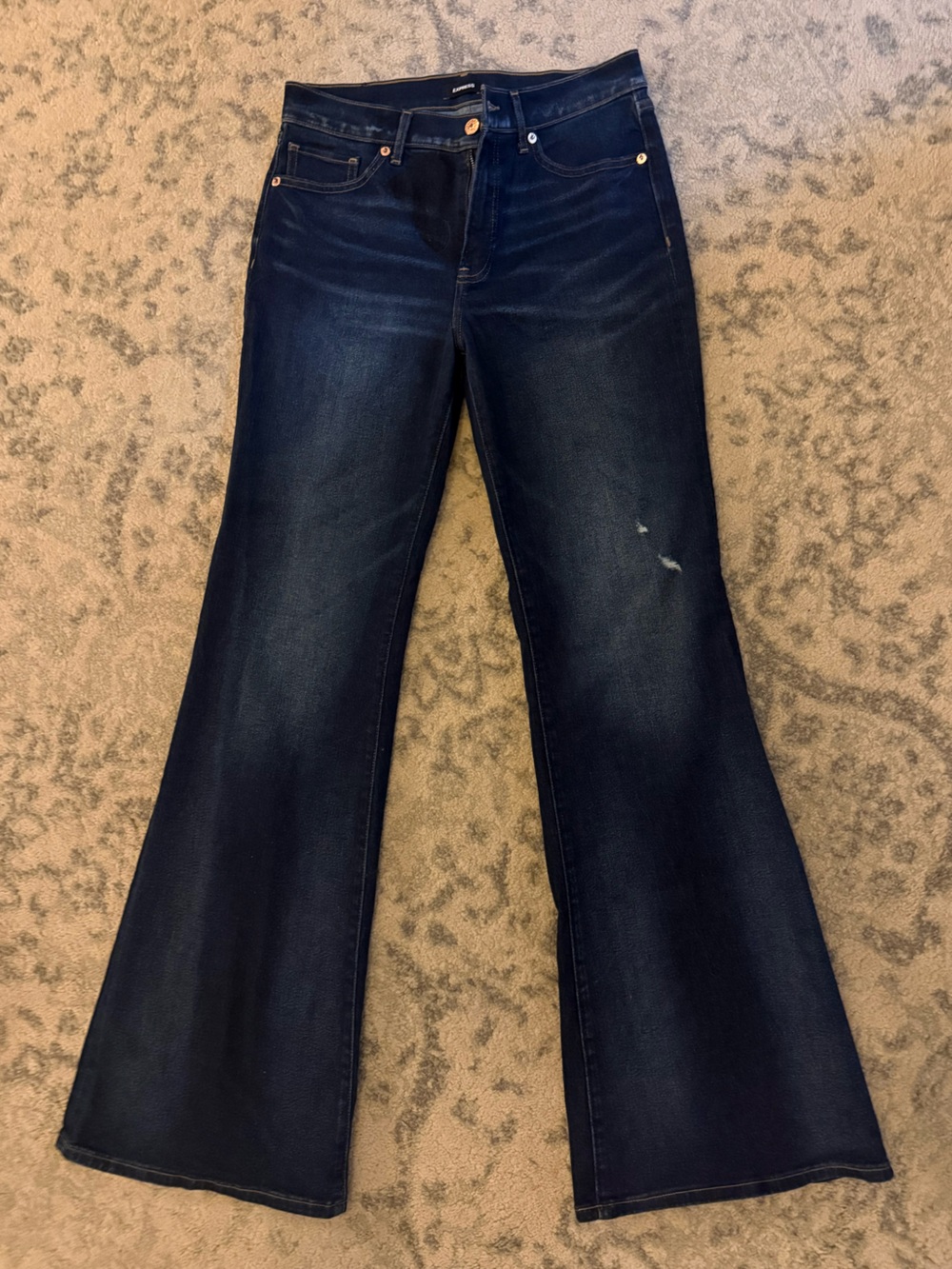 Express '70s Flare Mid Rise Jeans Dark Wash Size 6R